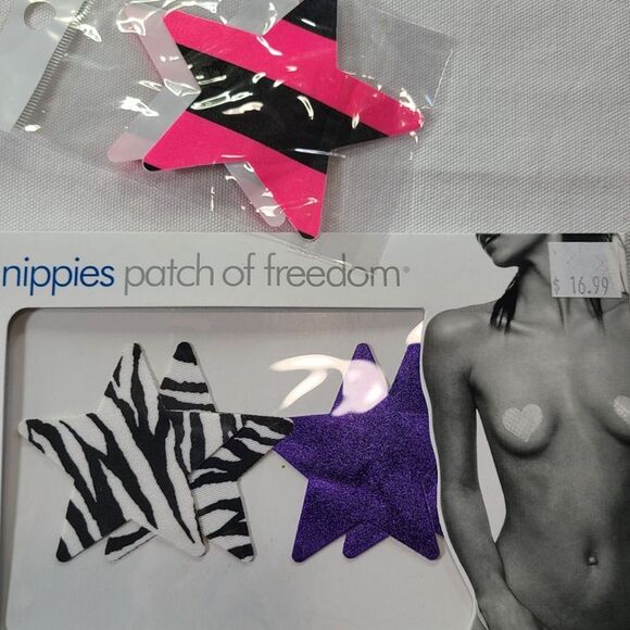 NWT Bristols6 Nippies Patch of Freedom 3 Pack Star Covers Bra Accessories Sz A - Picture 2 of 3